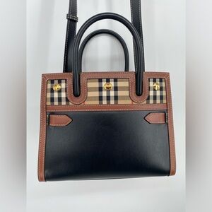 Burberry Tote Plaid & Leather